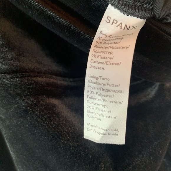 Spanx Leggings Women's‎ Large Black Velvet Stretch Elastic Waist Pull On 8206 - Picture 7 of 10
